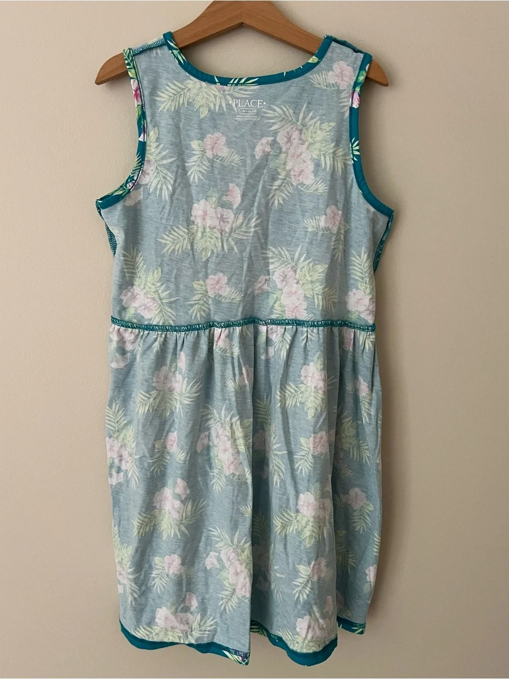 The Children's Place | Teal Floral Tropical Tank Dress #304656 Sz L (10/12) - Picture 10 of 12